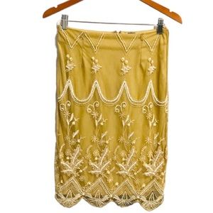 ARIO Beautiful Embellished Skirt Scallop Feathery Trim Sz XS